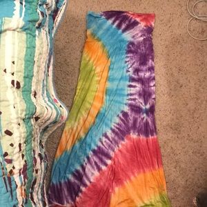 Tie dye high waisted maxi skirt/strapless dress
